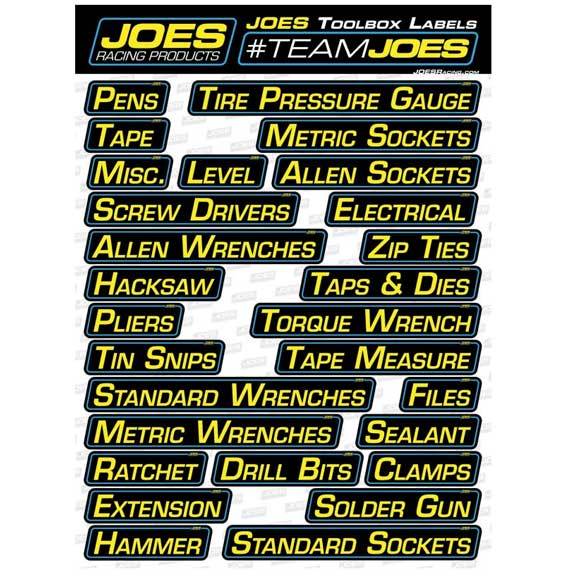 Joe's Tool Box Labels